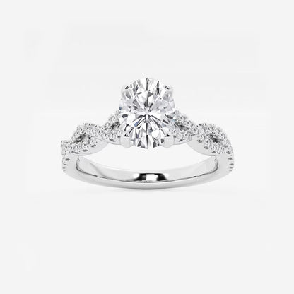 1.00 Ctw Oval Lab Grown Diamond Double Twist Engagement Ring