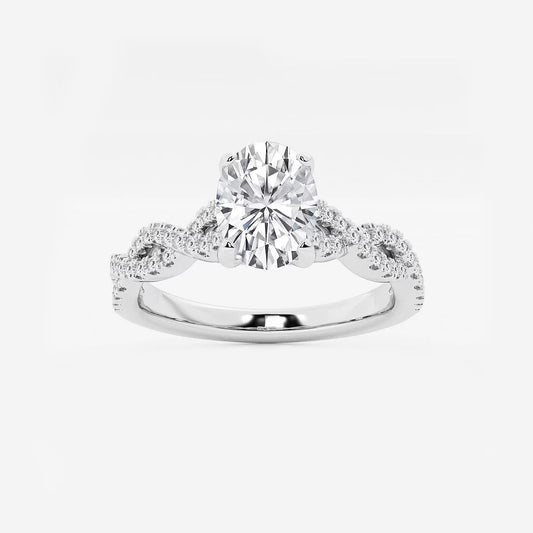 1.00 Ctw Oval Lab Grown Diamond Double Twist Engagement Ring