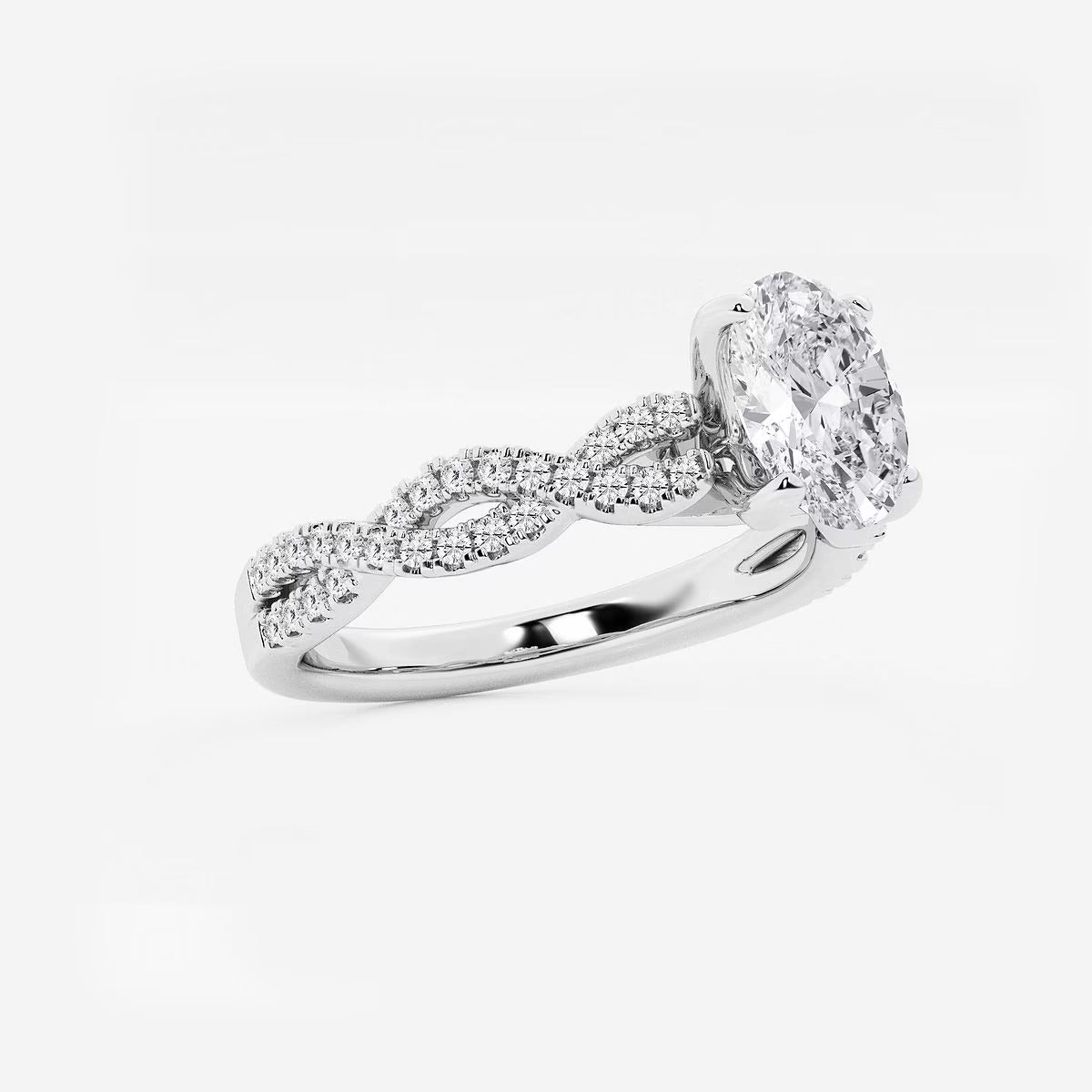 1.00 Ctw Oval Lab Grown Diamond Double Twist Engagement Ring