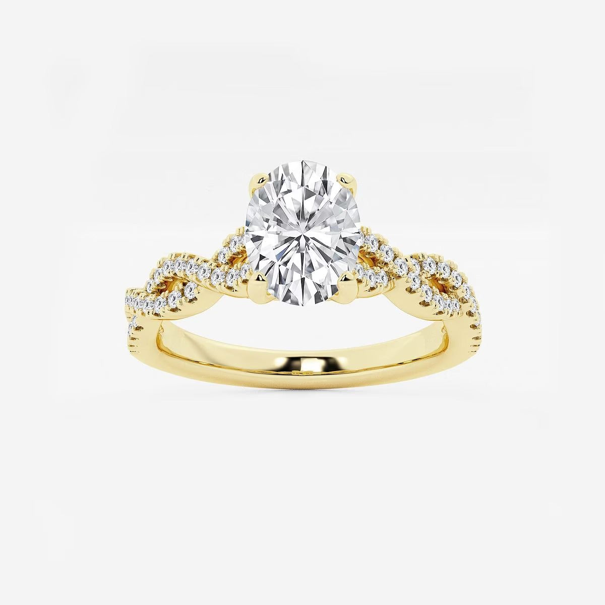 1.00 Ctw Oval Lab Grown Diamond Double Twist Engagement Ring