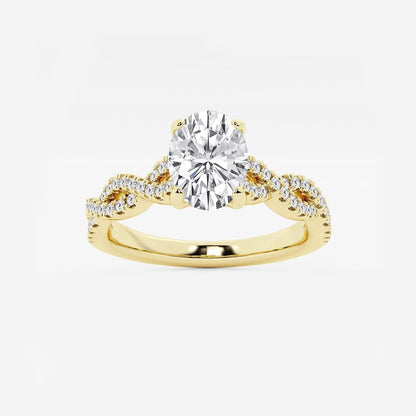 1.00 Ctw Oval Lab Grown Diamond Double Twist Engagement Ring