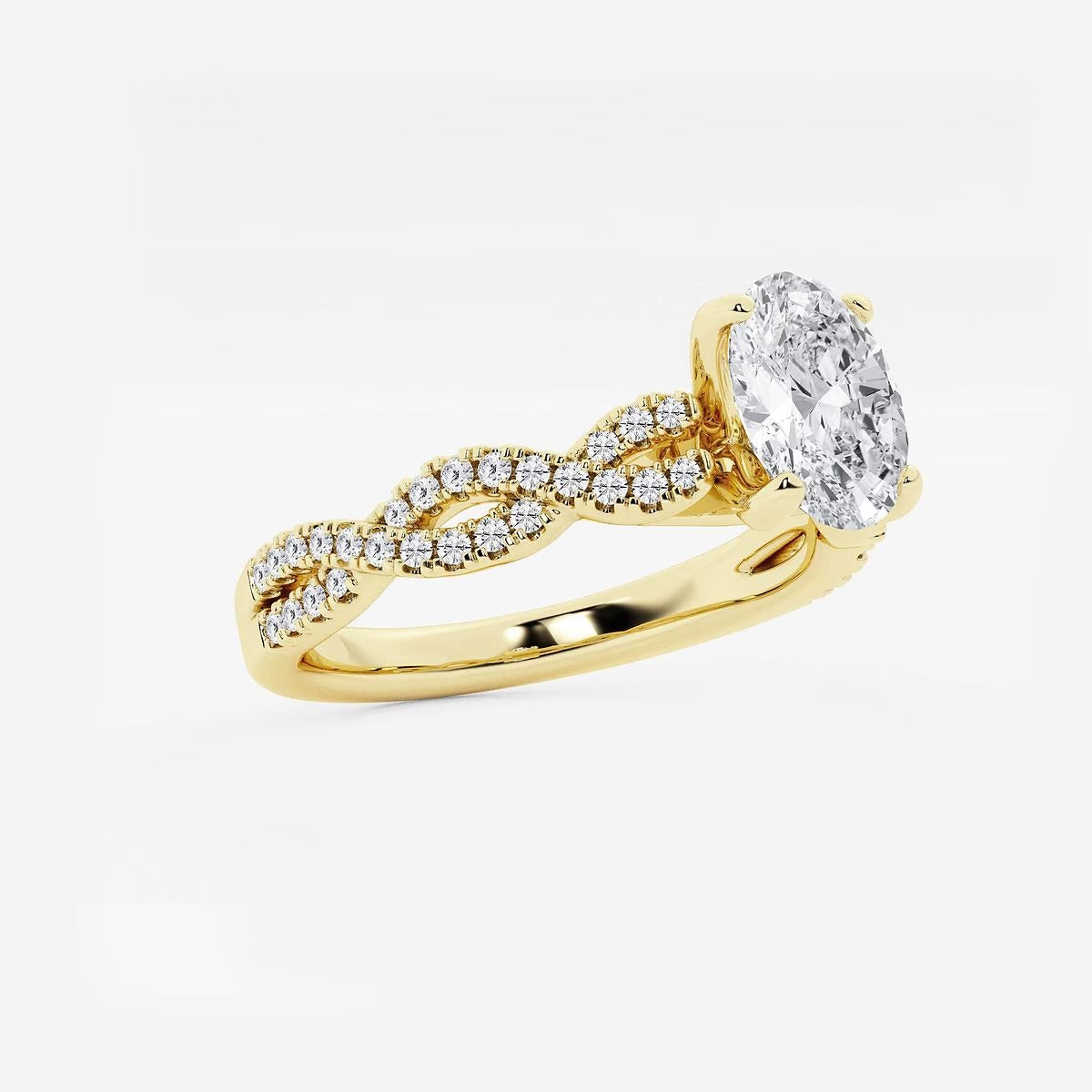 1.00 Ctw Oval Lab Grown Diamond Double Twist Engagement Ring