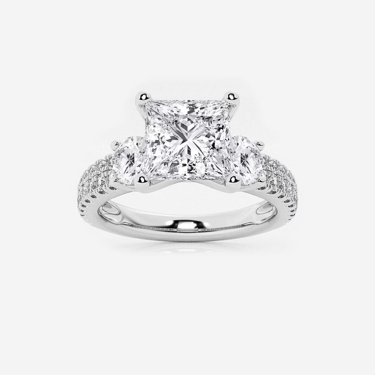 2.25 ctw Princess Lab Grown Diamond Engagement Ring with Double Row Side