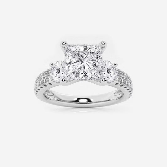 2.25 ctw Princess Lab Grown Diamond Engagement Ring with Double Row Side