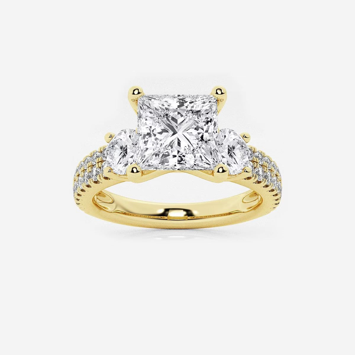 2.25 ctw Princess Lab Grown Diamond Engagement Ring with Double Row Side