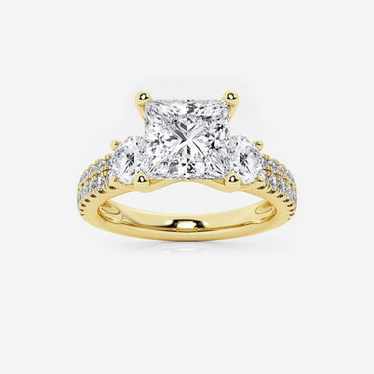 2.25 ctw Princess Lab Grown Diamond Engagement Ring with Double Row Side