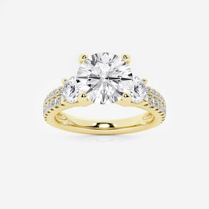 2.25 Ctw Round Lab Grown Diamond Engagement Ring with Double Row Side