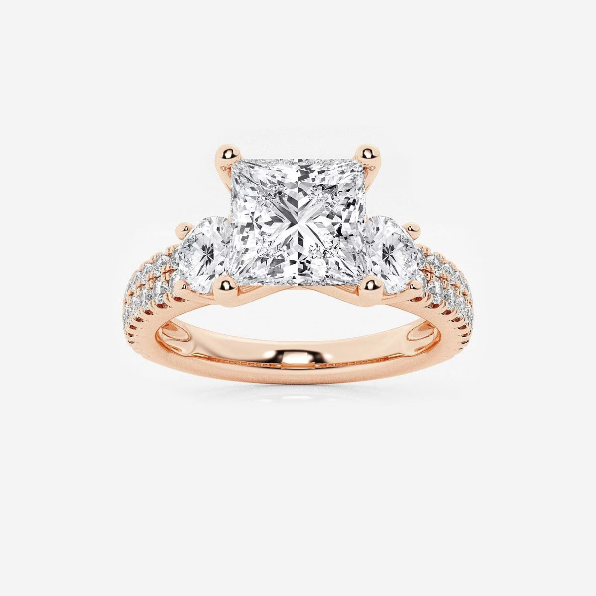 3.00 ctw Princess Lab Grown Diamond Engagement Ring with Double Row Side