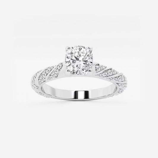 1.20 ctw Cushion Lab Grown Diamond Ribbon Engagement Ring