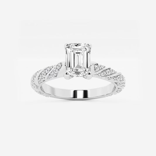 1.20 ctw Emerald Lab Grown Diamond Ribbon Engagement Ring