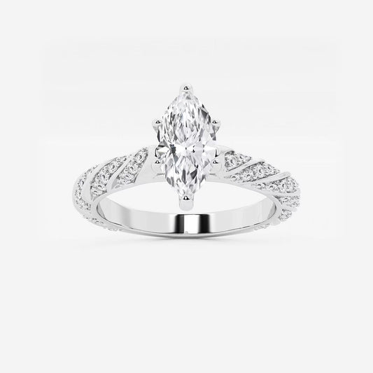 1.20 ctw Marquise Lab Grown Diamond Ribbon Engagement Ring