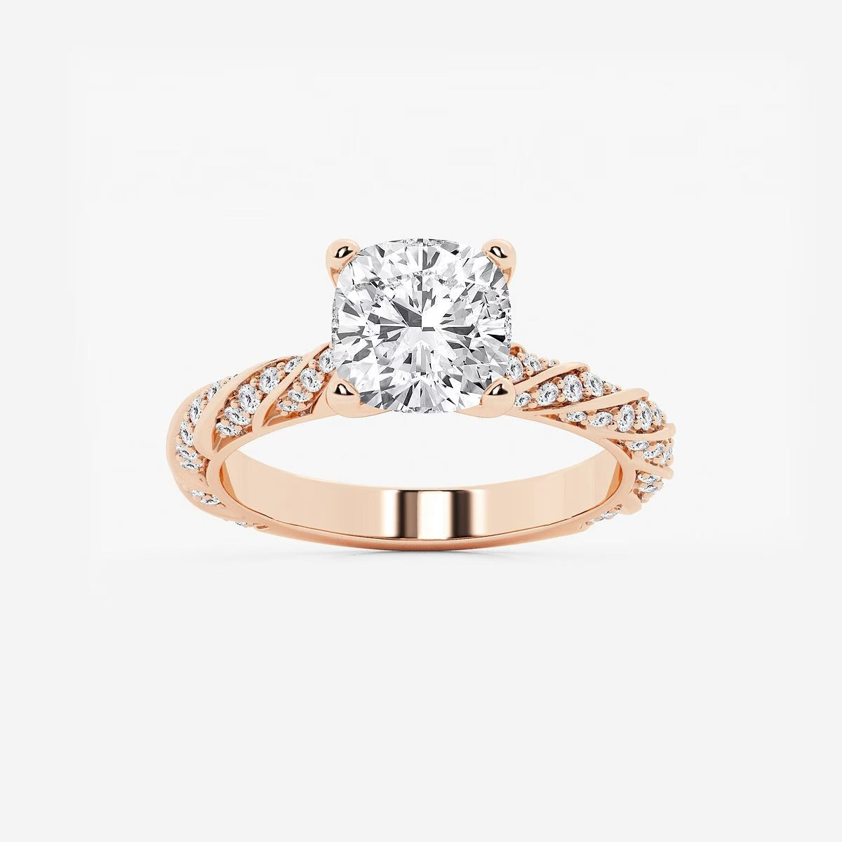 3.00 ctw Cushion Lab Grown Diamond Ribbon Engagement Ring
