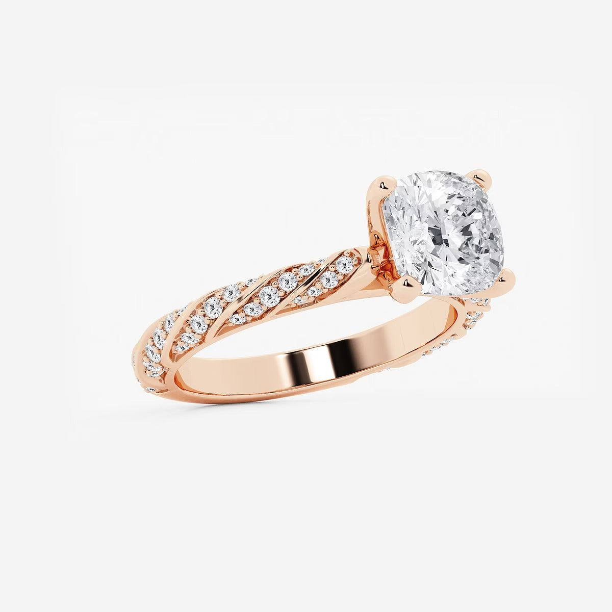 3.00 ctw Cushion Lab Grown Diamond Ribbon Engagement Ring