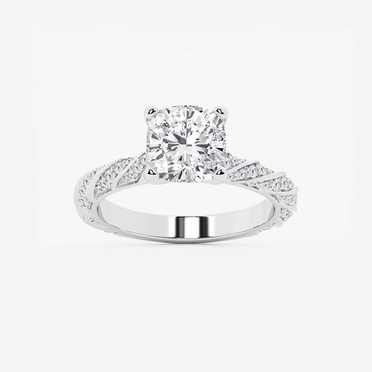 3.00 ctw Cushion Lab Grown Diamond Ribbon Engagement Ring
