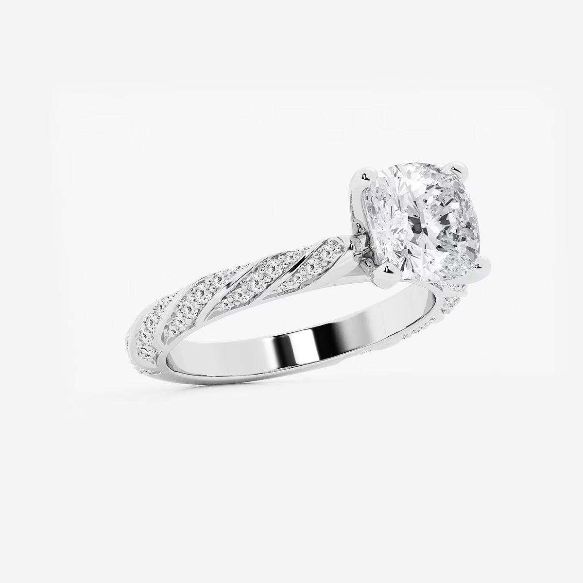 3.00 ctw Cushion Lab Grown Diamond Ribbon Engagement Ring