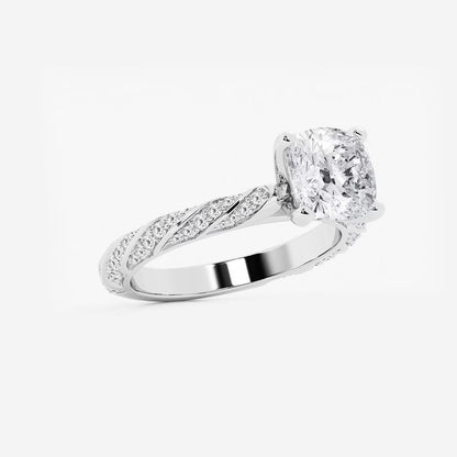 3.00 ctw Cushion Lab Grown Diamond Ribbon Engagement Ring