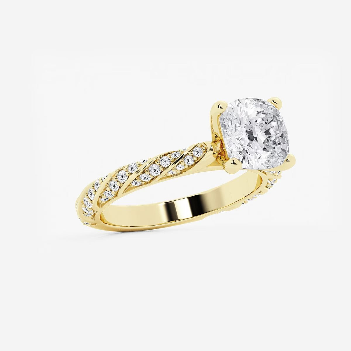 3.00 ctw Cushion Lab Grown Diamond Ribbon Engagement Ring