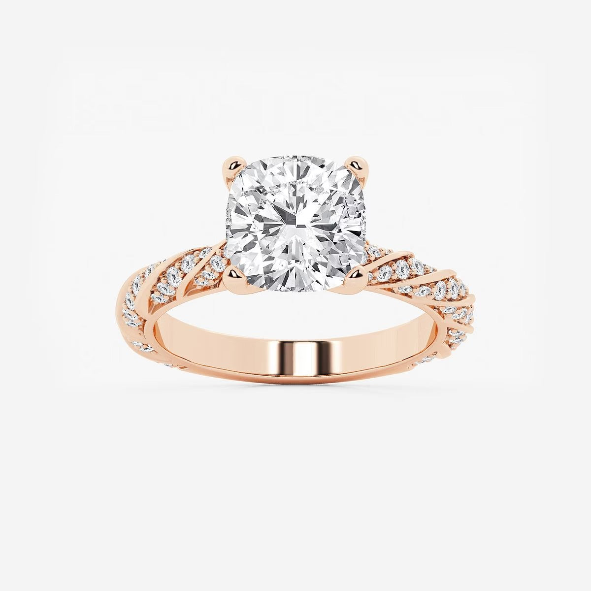 5.50 ctw Cushion Lab Grown Diamond Ribbon Engagement Ring
