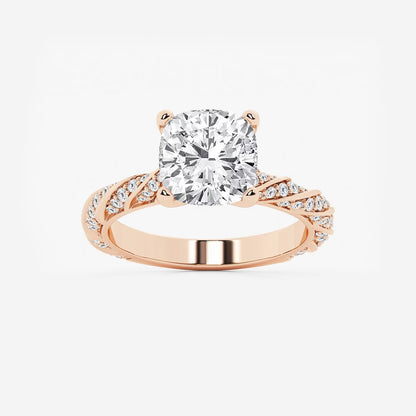 5.50 ctw Cushion Lab Grown Diamond Ribbon Engagement Ring