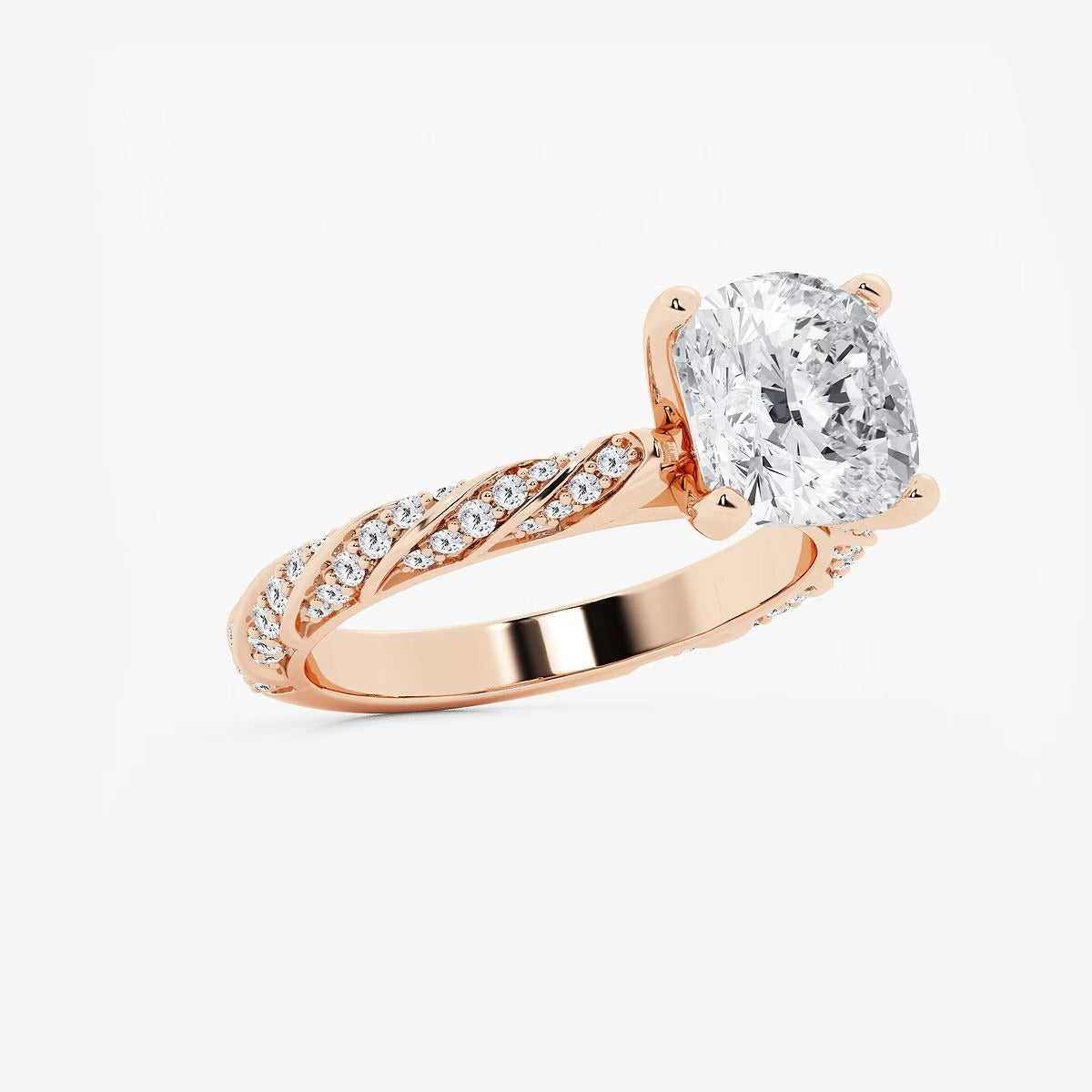 5.50 ctw Cushion Lab Grown Diamond Ribbon Engagement Ring