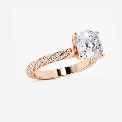 5.50 ctw Cushion Lab Grown Diamond Ribbon Engagement Ring