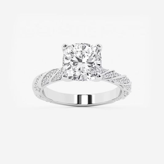 4.00 ctw Cushion Lab Grown Diamond Ribbon Engagement Ring