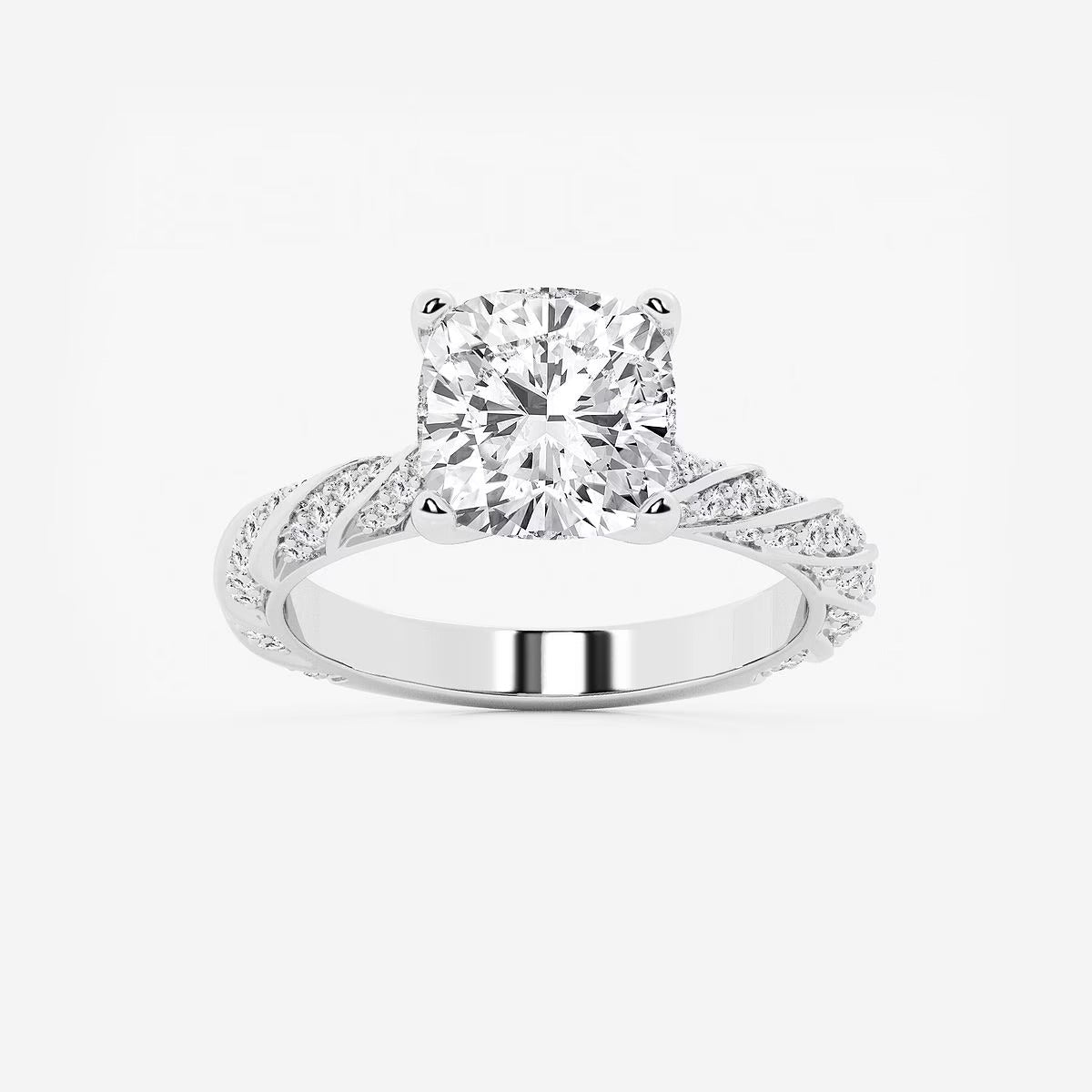 5.50 ctw Cushion Lab Grown Diamond Ribbon Engagement Ring