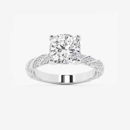 5.50 ctw Cushion Lab Grown Diamond Ribbon Engagement Ring