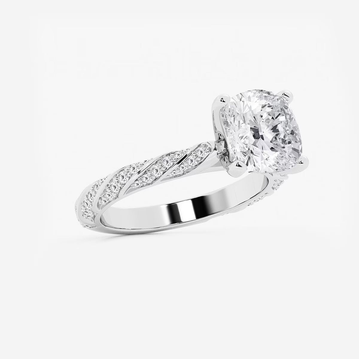 5.50 ctw Cushion Lab Grown Diamond Ribbon Engagement Ring