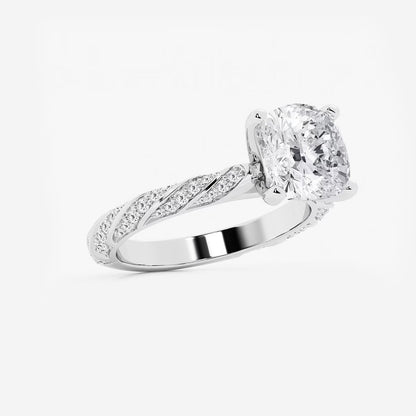 5.50 ctw Cushion Lab Grown Diamond Ribbon Engagement Ring
