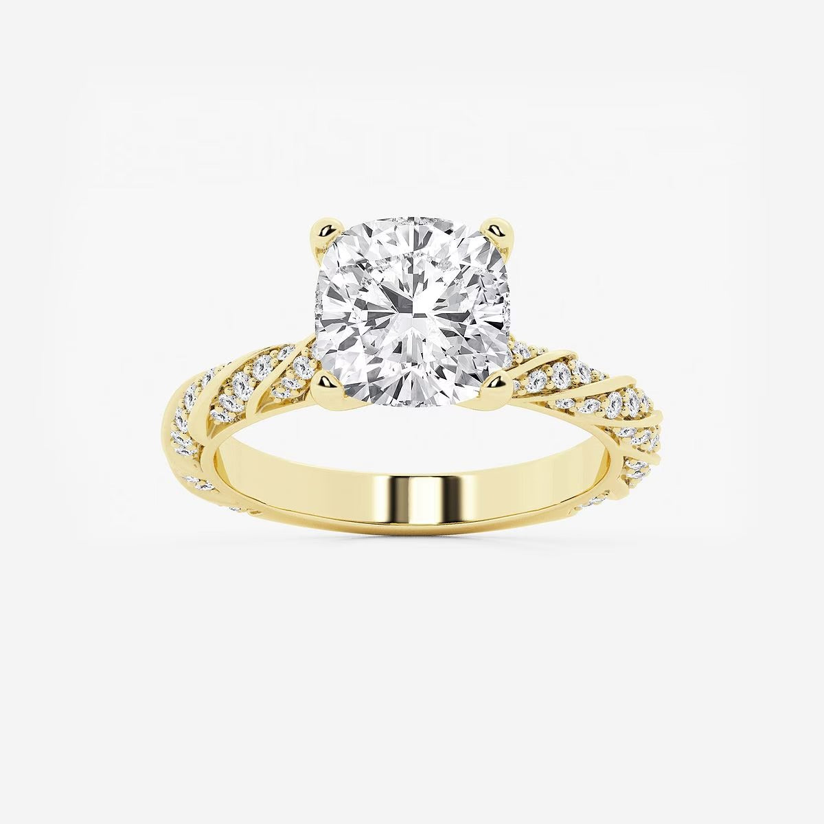 5.50 ctw Cushion Lab Grown Diamond Ribbon Engagement Ring