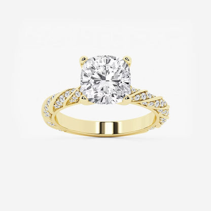 5.50 ctw Cushion Lab Grown Diamond Ribbon Engagement Ring