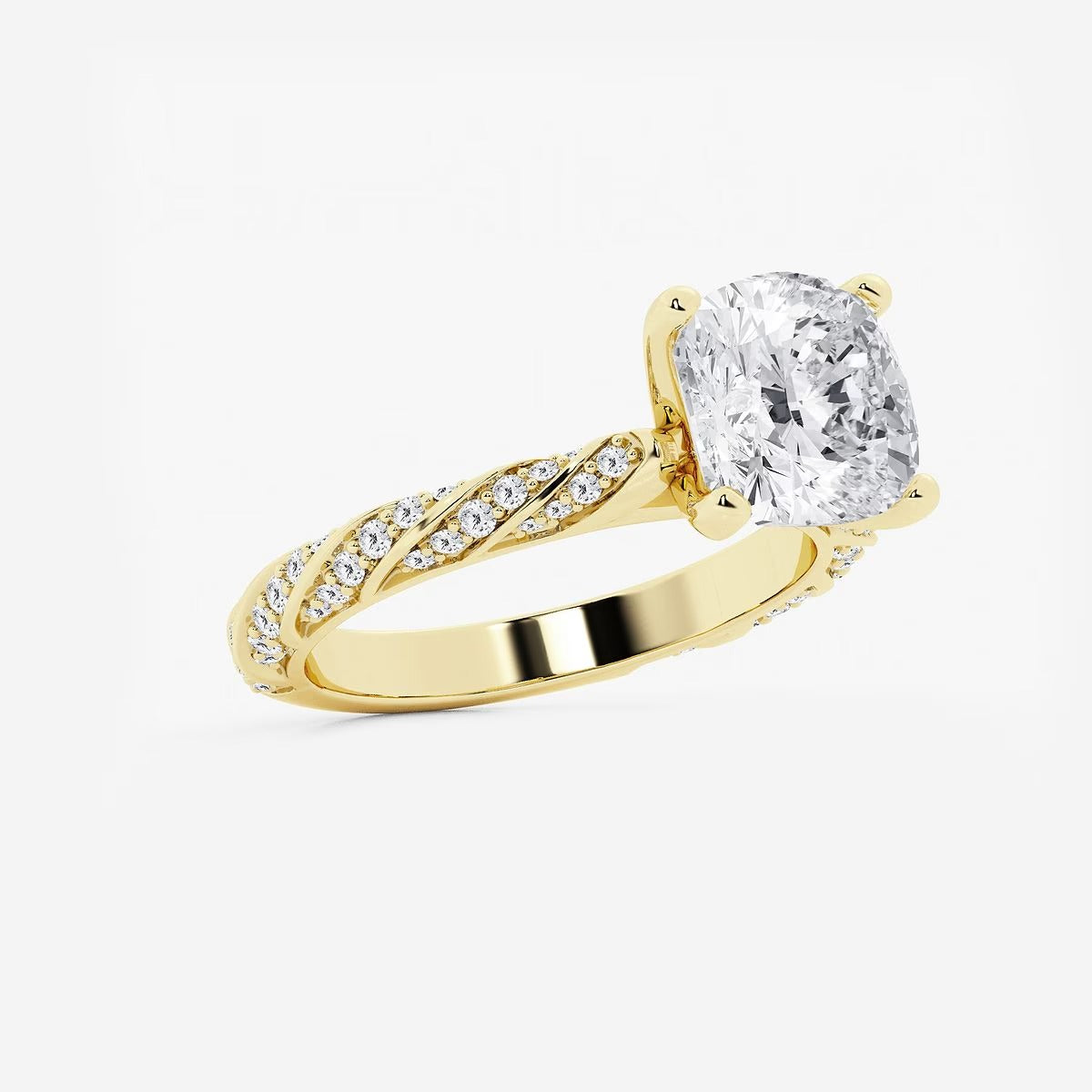 5.50 ctw Cushion Lab Grown Diamond Ribbon Engagement Ring