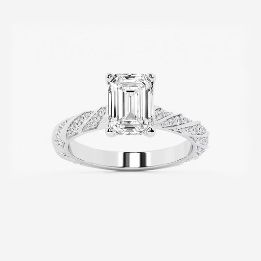 3.00 ctw Emerald Lab Grown Diamond Ribbon Engagement Ring