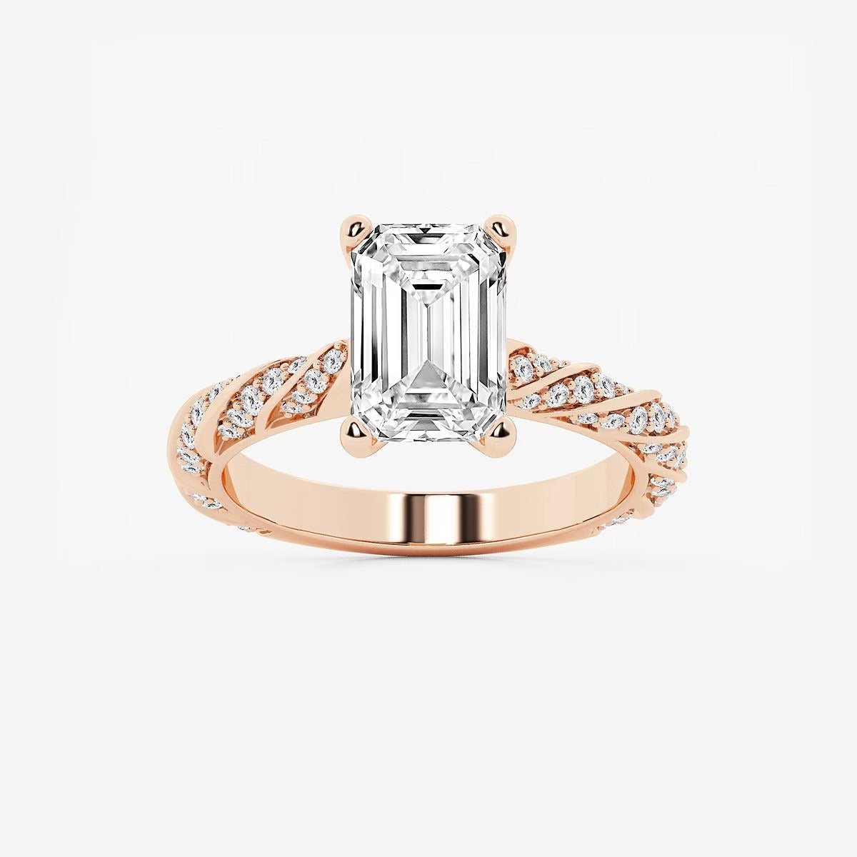 5.50 ctw Emerald Lab Grown Diamond Ribbon Engagement Ring