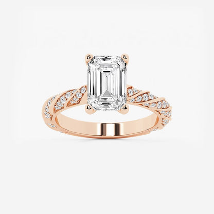 5.50 ctw Emerald Lab Grown Diamond Ribbon Engagement Ring