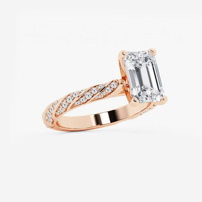 5.50 ctw Emerald Lab Grown Diamond Ribbon Engagement Ring