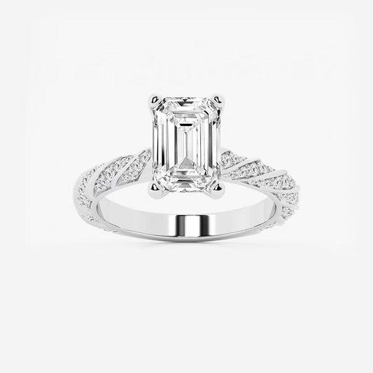 5.50 ctw Emerald Lab Grown Diamond Ribbon Engagement Ring