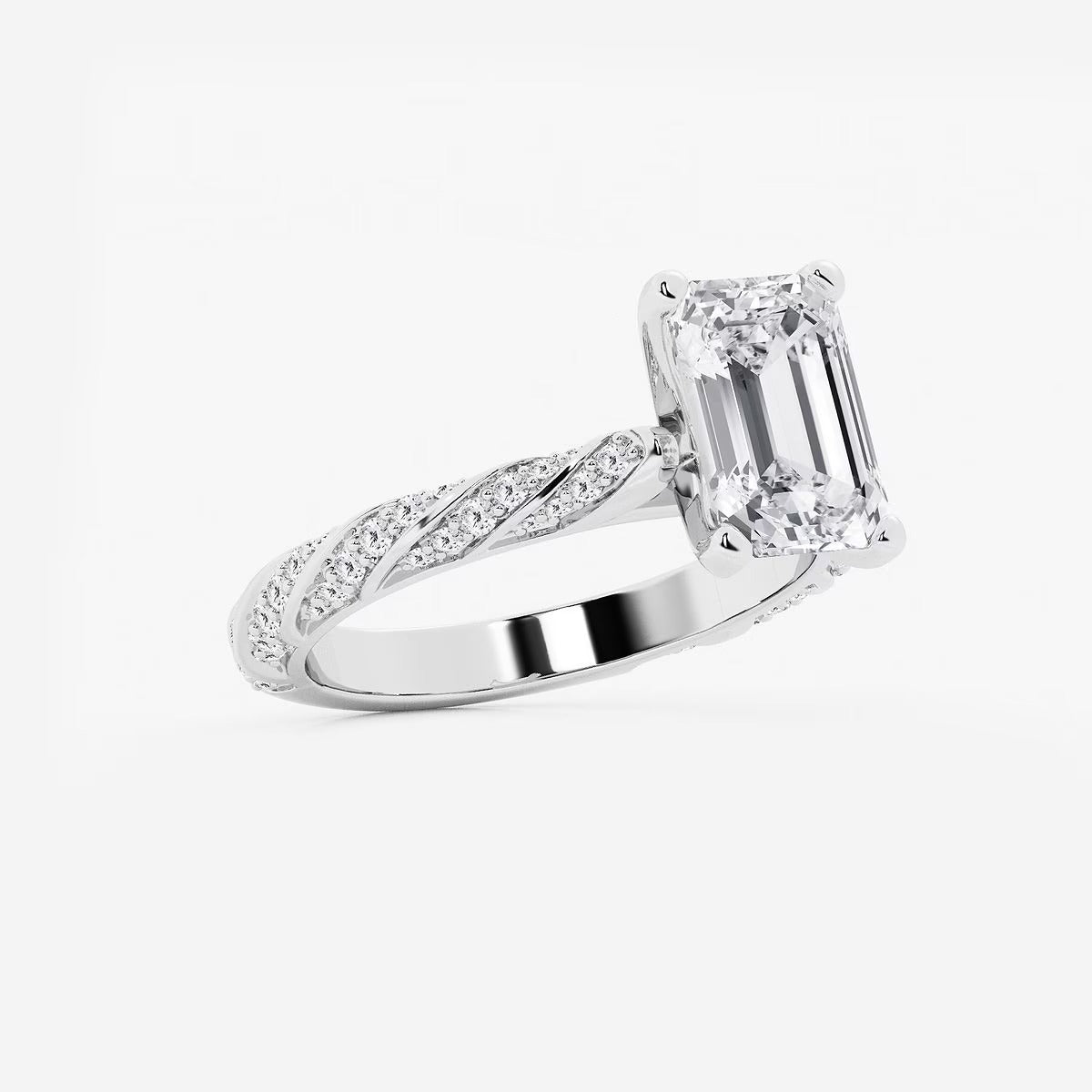 5.50 ctw Emerald Lab Grown Diamond Ribbon Engagement Ring