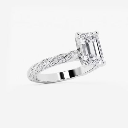 5.50 ctw Emerald Lab Grown Diamond Ribbon Engagement Ring