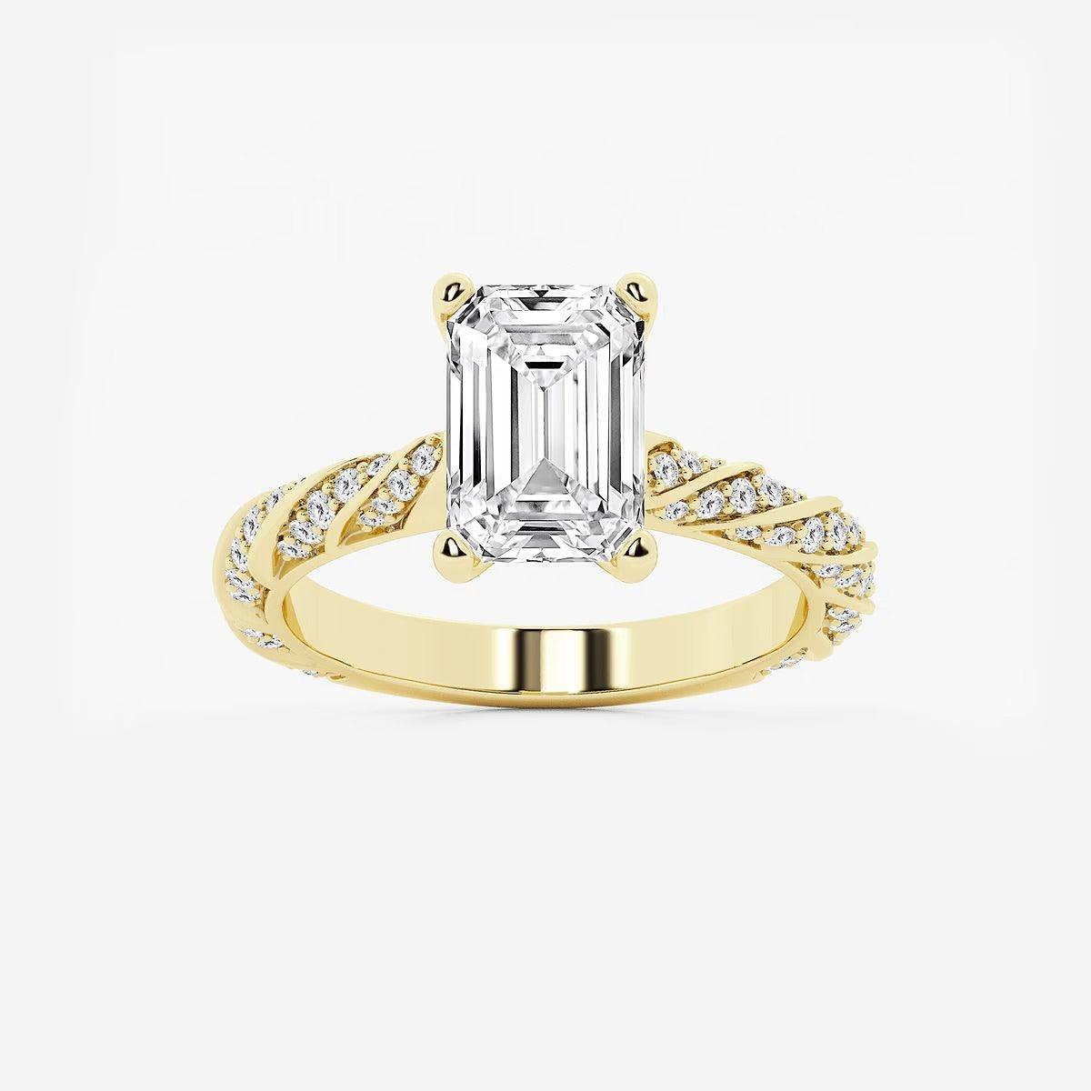 5.50 ctw Emerald Lab Grown Diamond Ribbon Engagement Ring