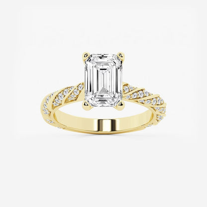 5.50 ctw Emerald Lab Grown Diamond Ribbon Engagement Ring