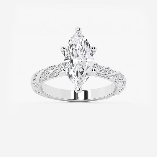 3.00 ctw Marquise Lab Grown Diamond Ribbon Engagement Ring