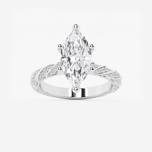 5.50 ctw Marquise Lab Grown Diamond Ribbon Engagement Ring
