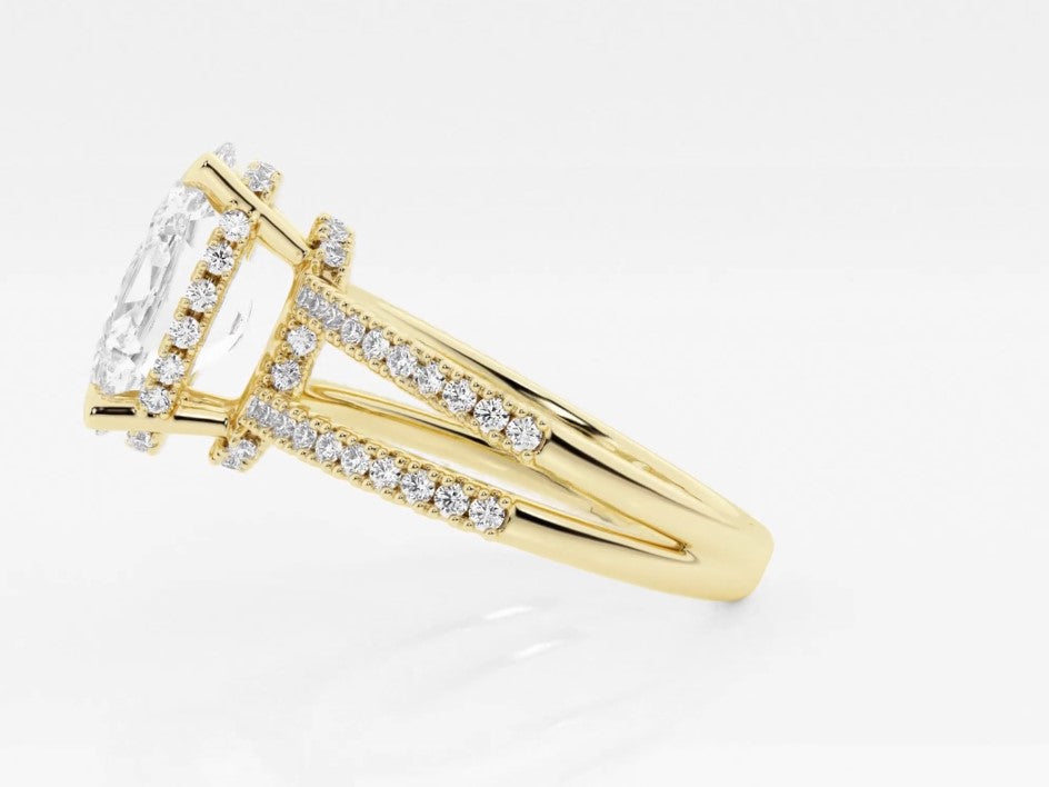 3.50 Ct Alina Badgley Mischka Near-Colorless Oval Split Shank Engagement Ring
