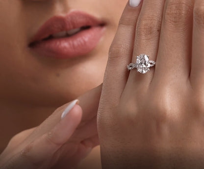 2.25 Ctw Oval Lab Grown Diamond Double Twist Engagement Ring