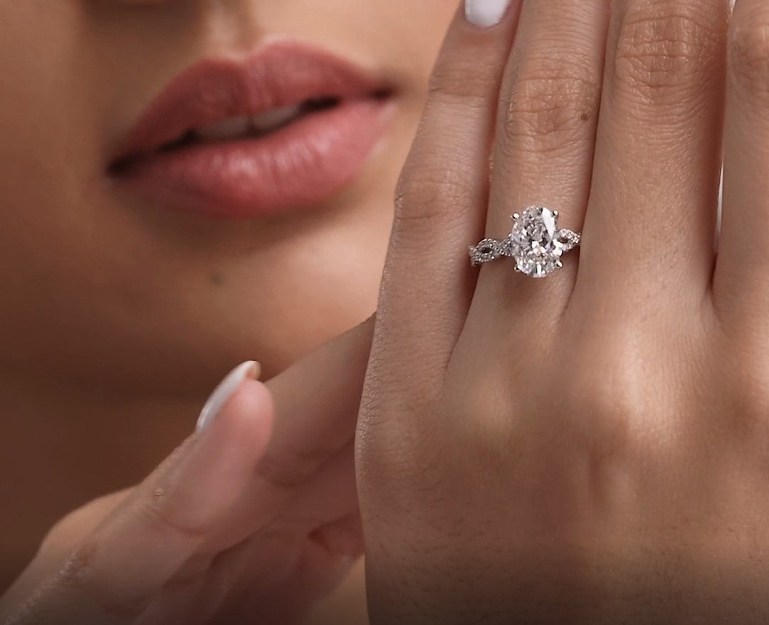 1.00 Ctw Oval Lab Grown Diamond Double Twist Engagement Ring