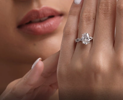 1.00 Ctw Oval Lab Grown Diamond Double Twist Engagement Ring