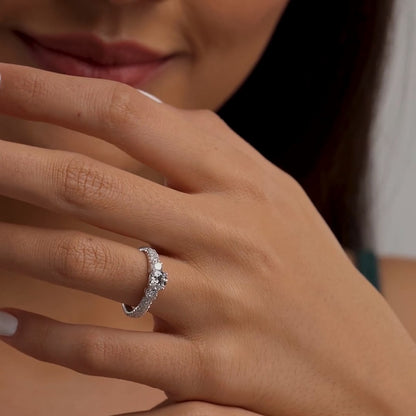 1.75 ctw Round Lab Grown Diamond Engagement Ring with Double Row Side