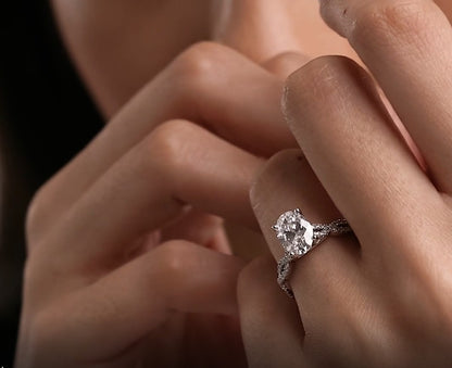 1.00 Ctw Oval Lab Grown Diamond Double Twist Engagement Ring
